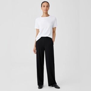 NWT Eileen Fisher Tencel Stretch Jersey Knit Easy Straight Leg Pant Black Sz XL